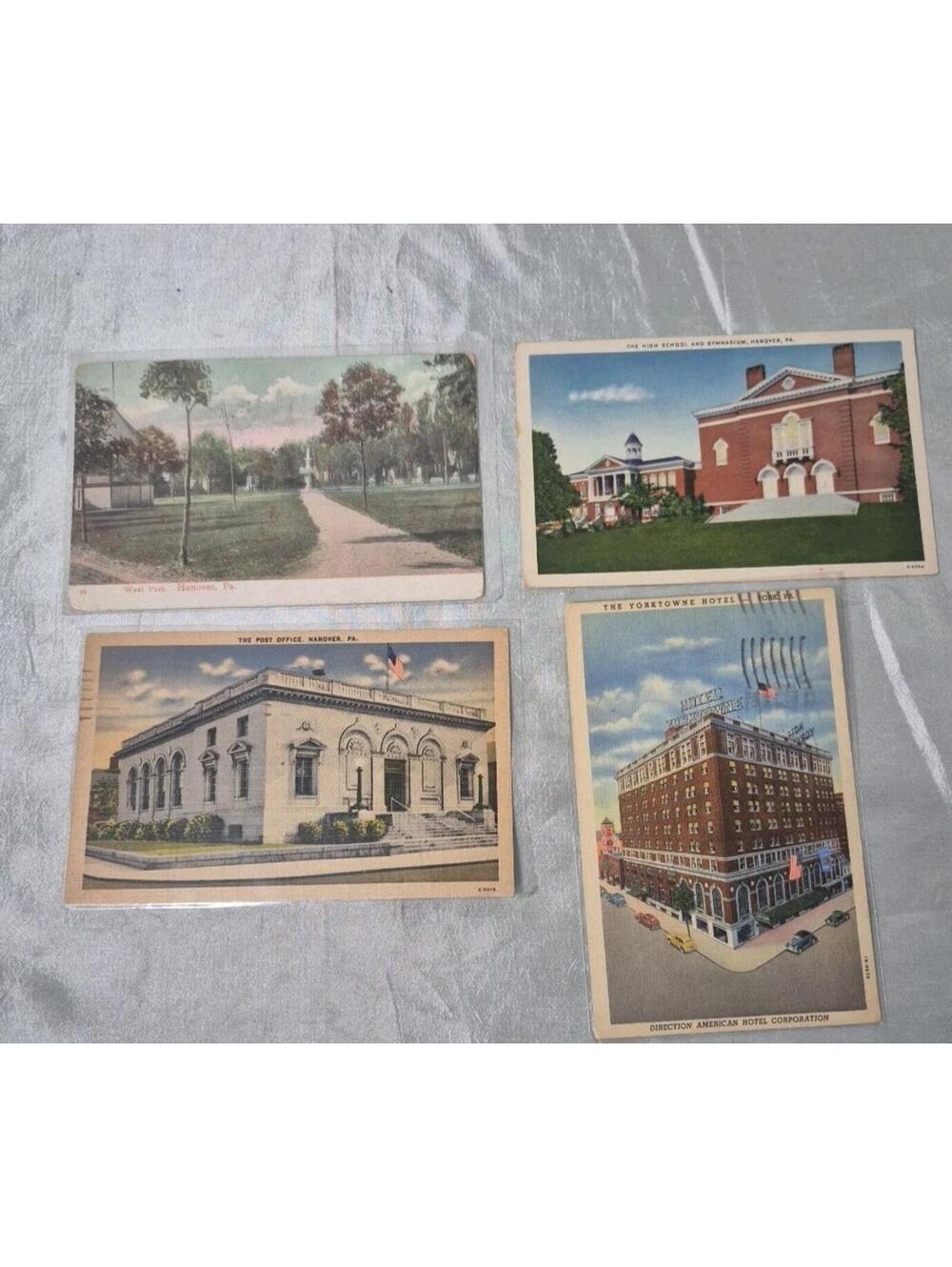 Vintage Lot of 4 Hanover & York Pennsylvania Color All But 1 In Sleeves & 3 Used